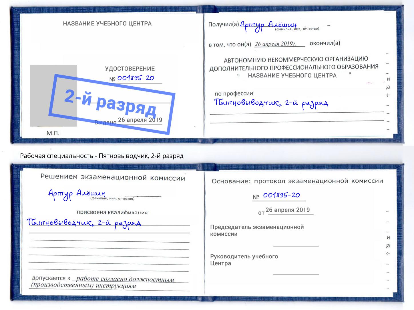 корочка 2-й разряд Пятновыводчик Чистополь