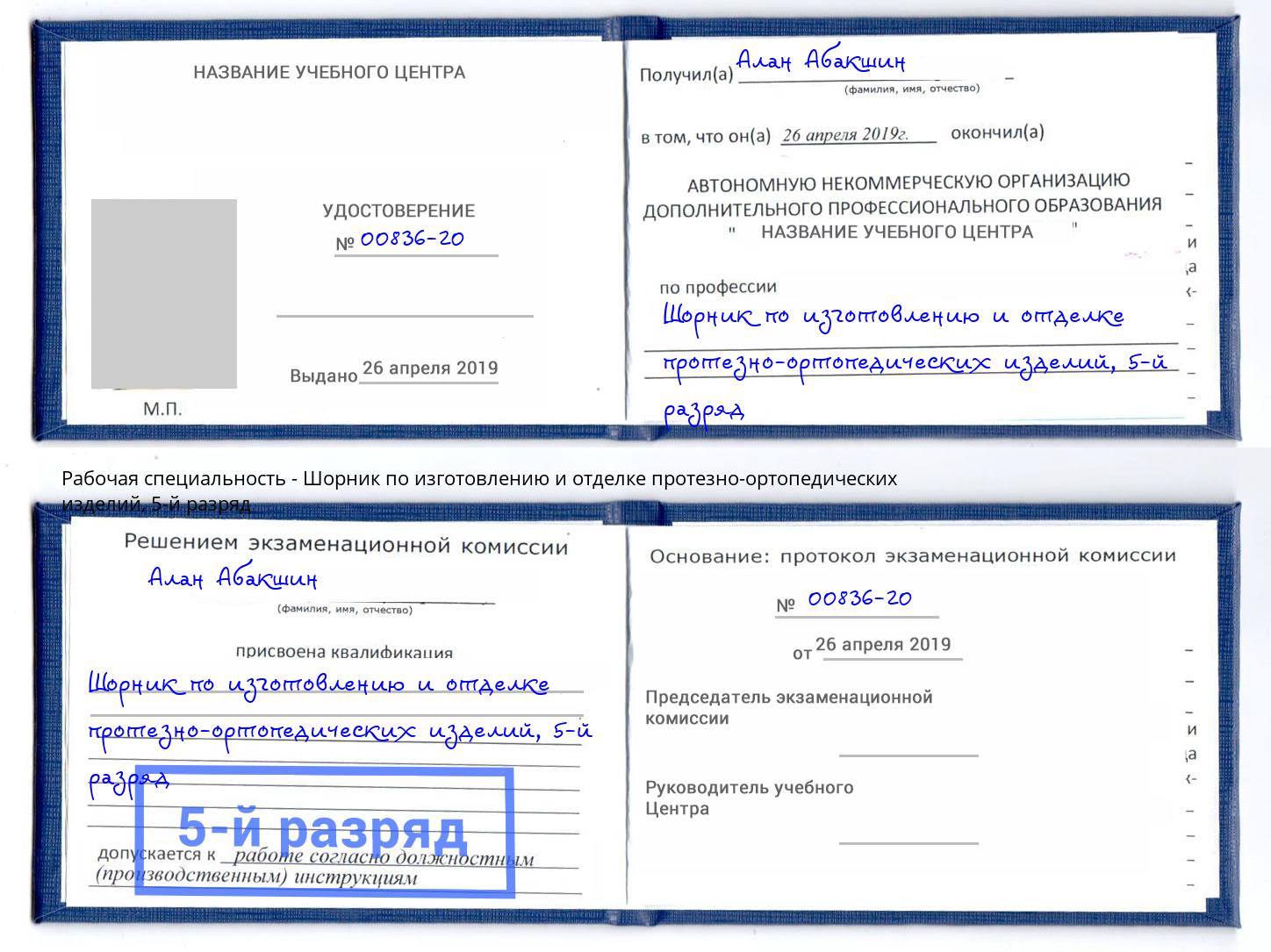 корочка 5-й разряд Шорник по изготовлению и отделке протезно-ортопедических изделий Чистополь