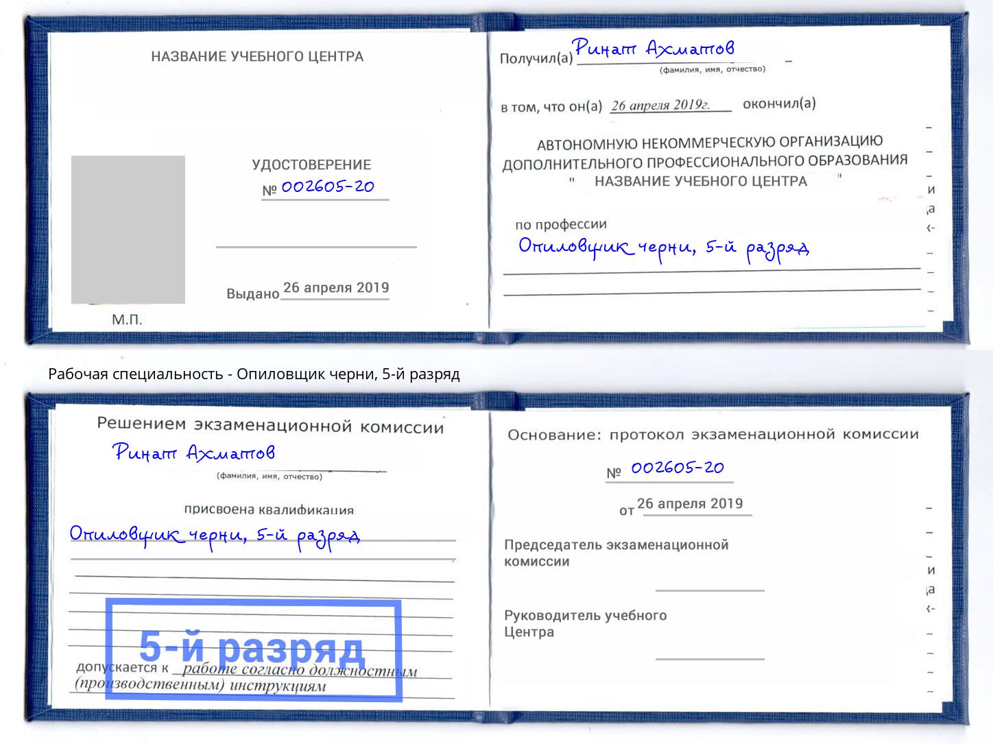 корочка 5-й разряд Опиловщик черни Чистополь