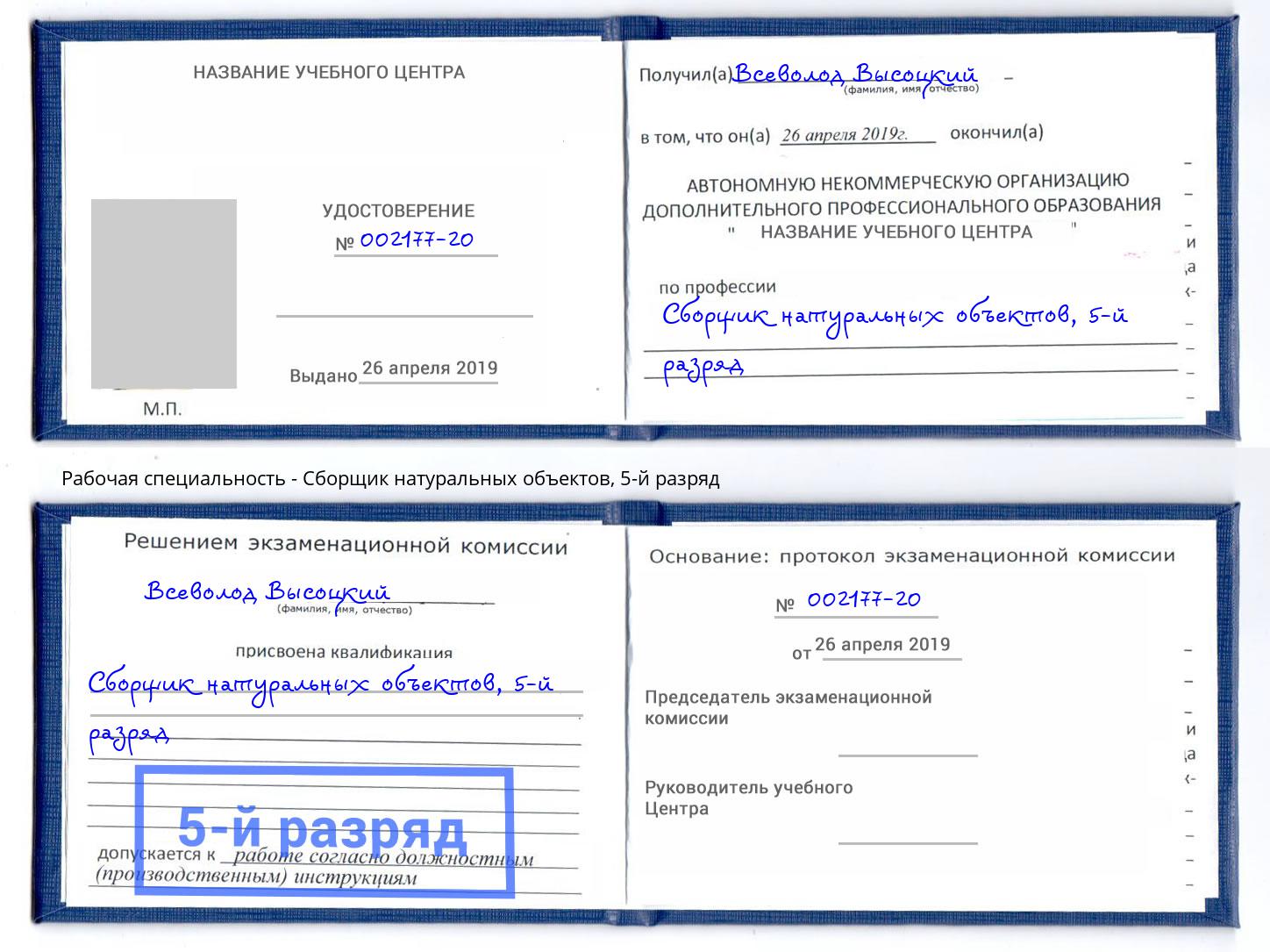 корочка 5-й разряд Сборщик натуральных объектов Чистополь