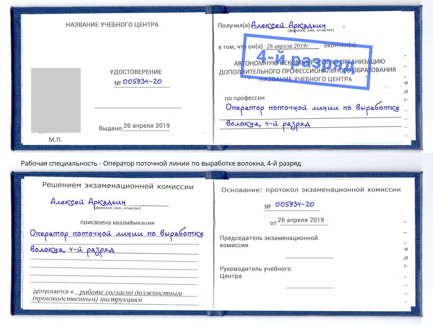 корочка 4-й разряд Оператор поточной линии по выработке волокна Чистополь