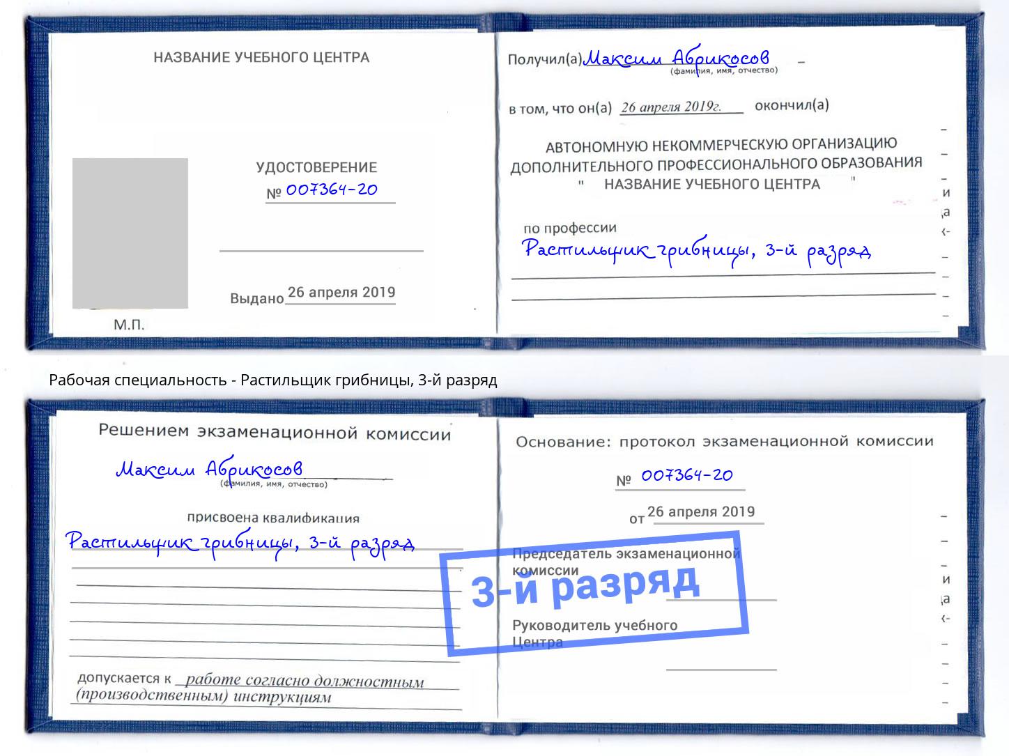 корочка 3-й разряд Растильщик грибницы Чистополь